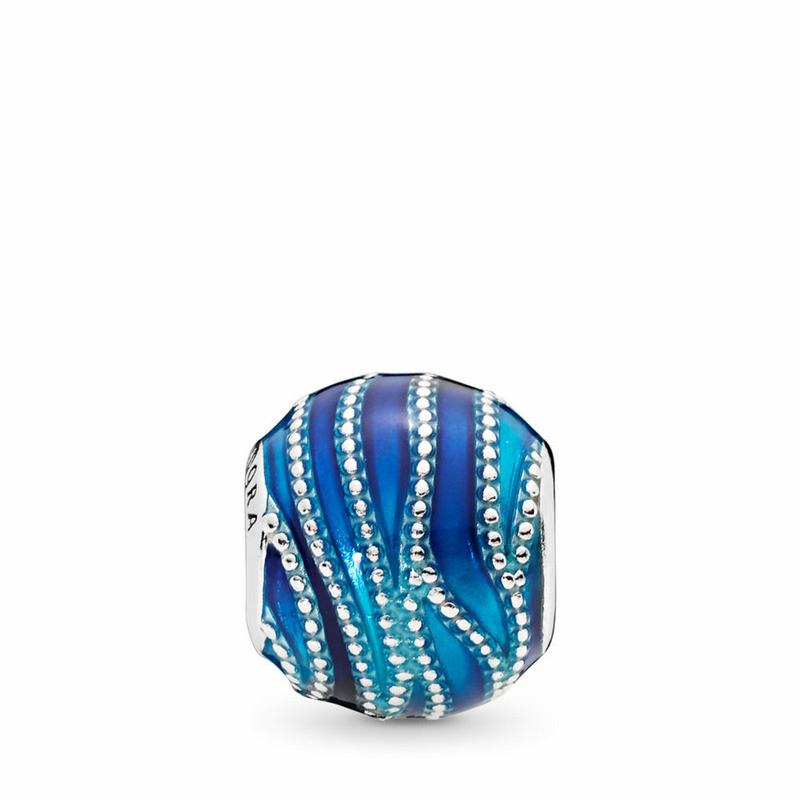 Pandora Blue Swirls Charm Ireland - Sterling Silver/Enamel/Blue - 639748YGS